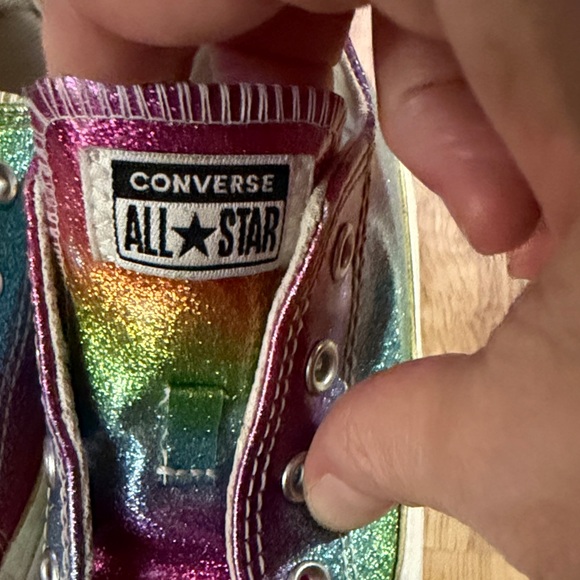 Converse Glittery Rainbow Sneakers & Sparkle Sandals Size 7 Set - Picture 3 of 14